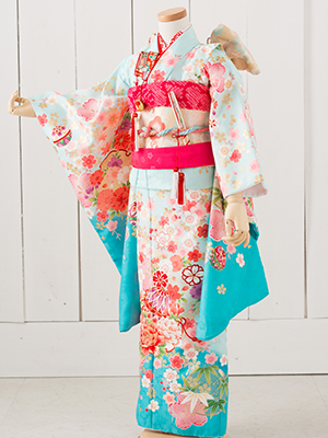 七五三衣装 七歳女児 お着物/ No393